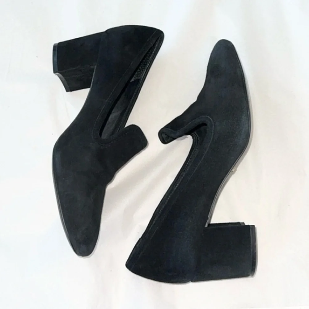 Ralph Lauren Jenifer Black Suede Leather‎ Classic Preppy Loafers Pumps 7